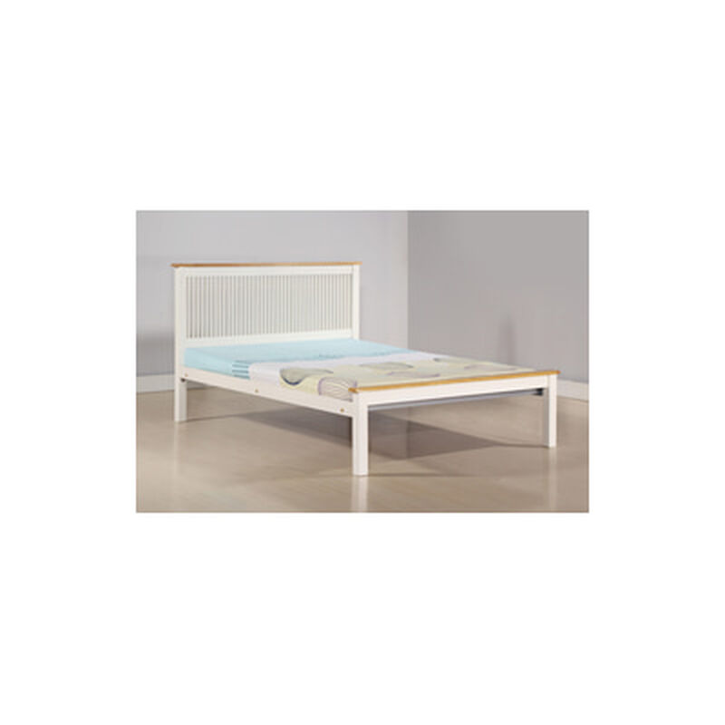 TUBE HOME Q Wood Bedframe Cream White & Oak ALASKA Q-image 1