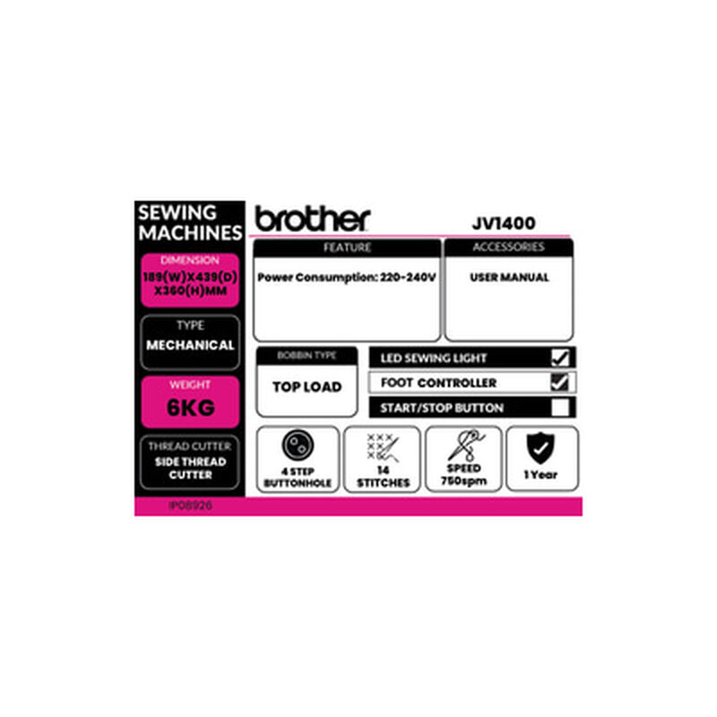 BROTHER Sewing Machine JV1400-image 7