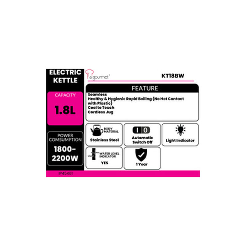 LA GOURMET Jug Kettle 1.8l KT18BW(BLK)-image 2