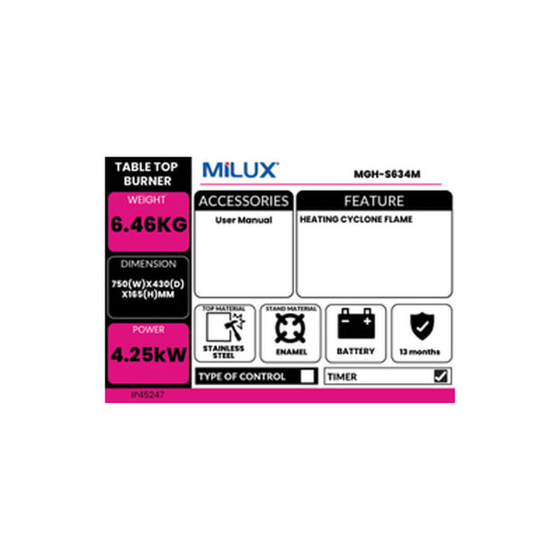 MILUX Built In Hob MGH-S634M-image 5