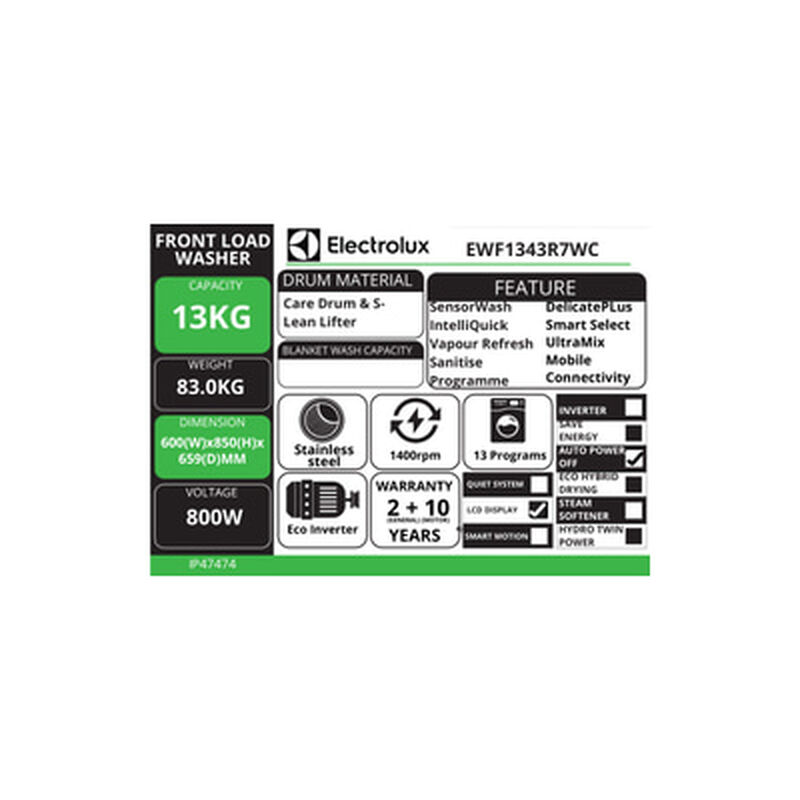 ELECTROLUX Front Load Washer 13kg EWF1343R7WC-image 9