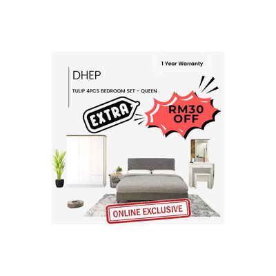 DHEP 4x6ft Q 4pcs Br Set Pu White TULIP