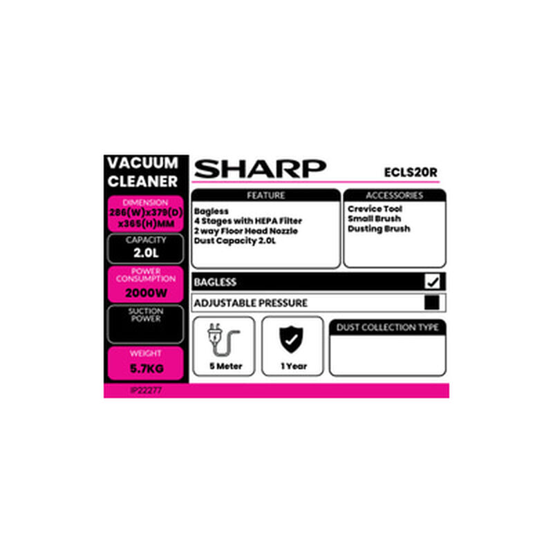 SHARP Vacuum Cleaner ECLS20R-image 5
