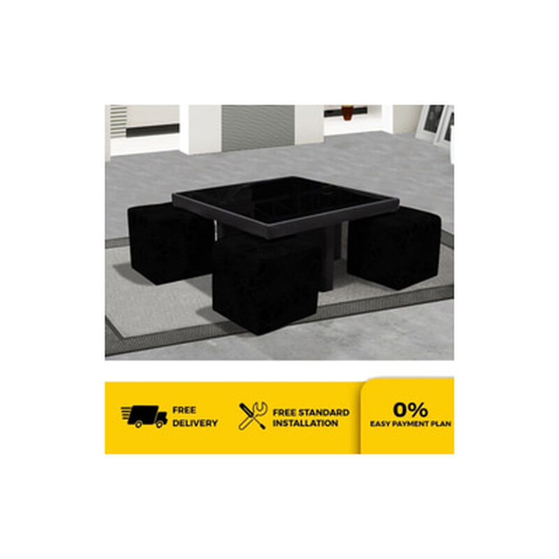 NICOLLO Coffee Table W Stool Pvc PANAMA CT06-image 1