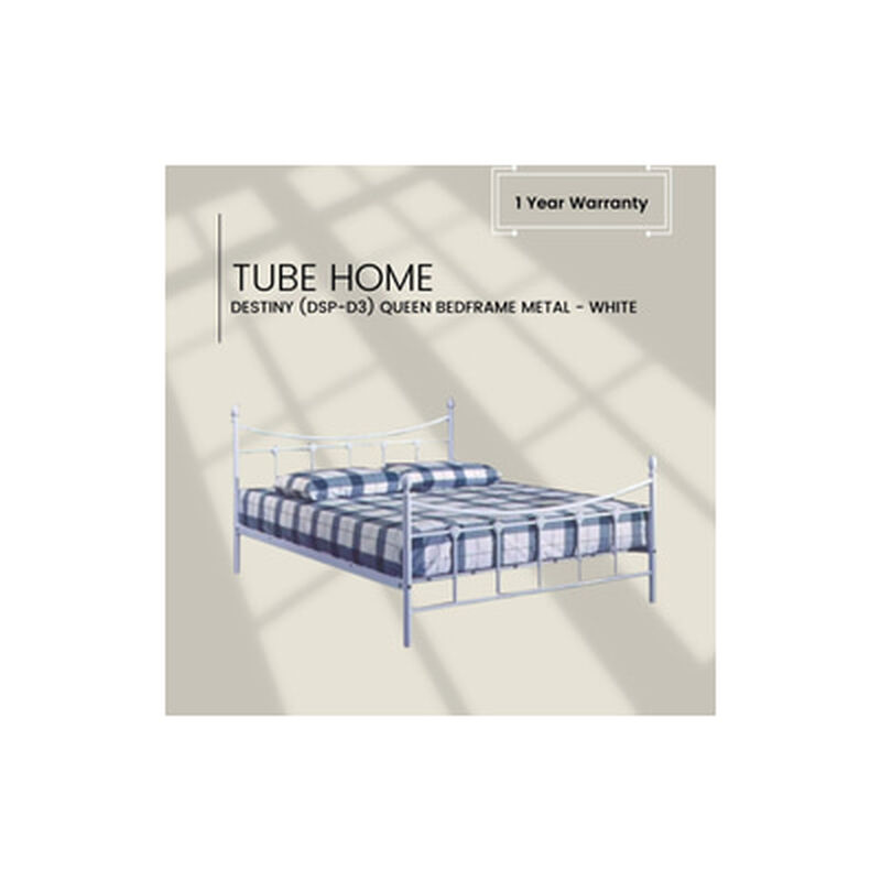 TUBE HOME Q Metal Bedframe White Spray Paint DESTINY (DSP-D3)-image 1