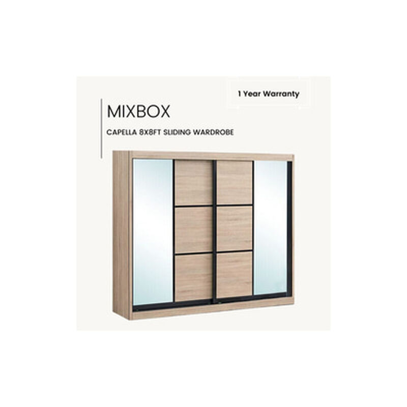 MIXBOX 7.5x8ft Sliding Wardrobe 3d Pu Oak Beach CAPELLA-image 1