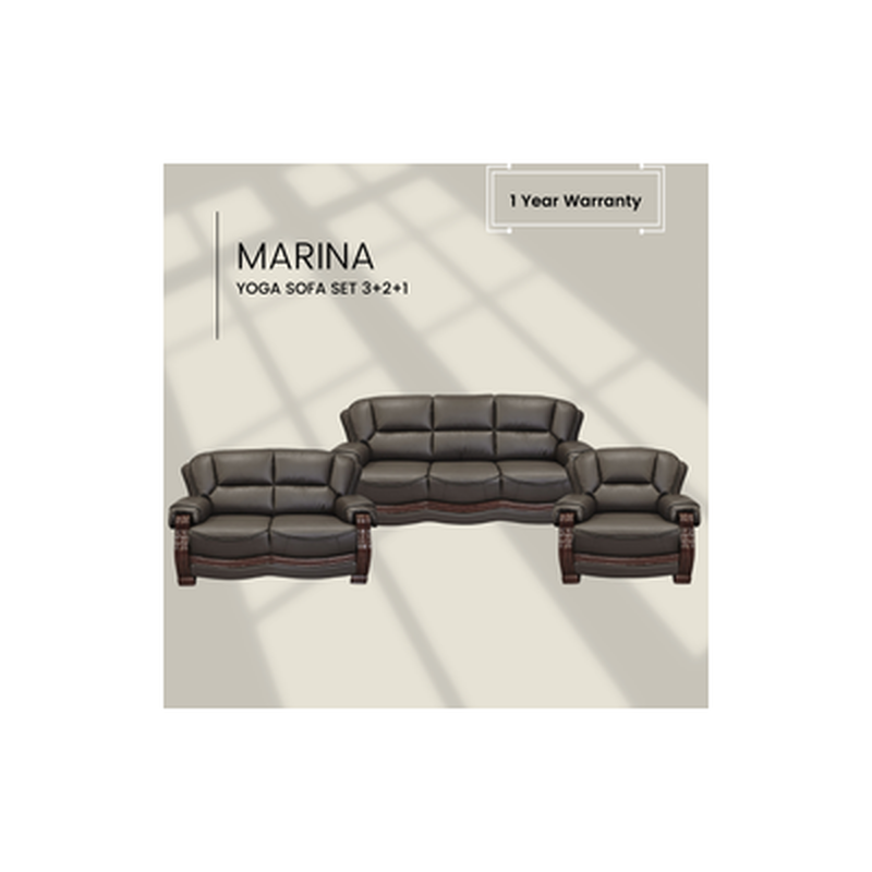 MARINA SOFA 3+2+1 Sofa Set Pvc Dark Wood YOGA-image 1