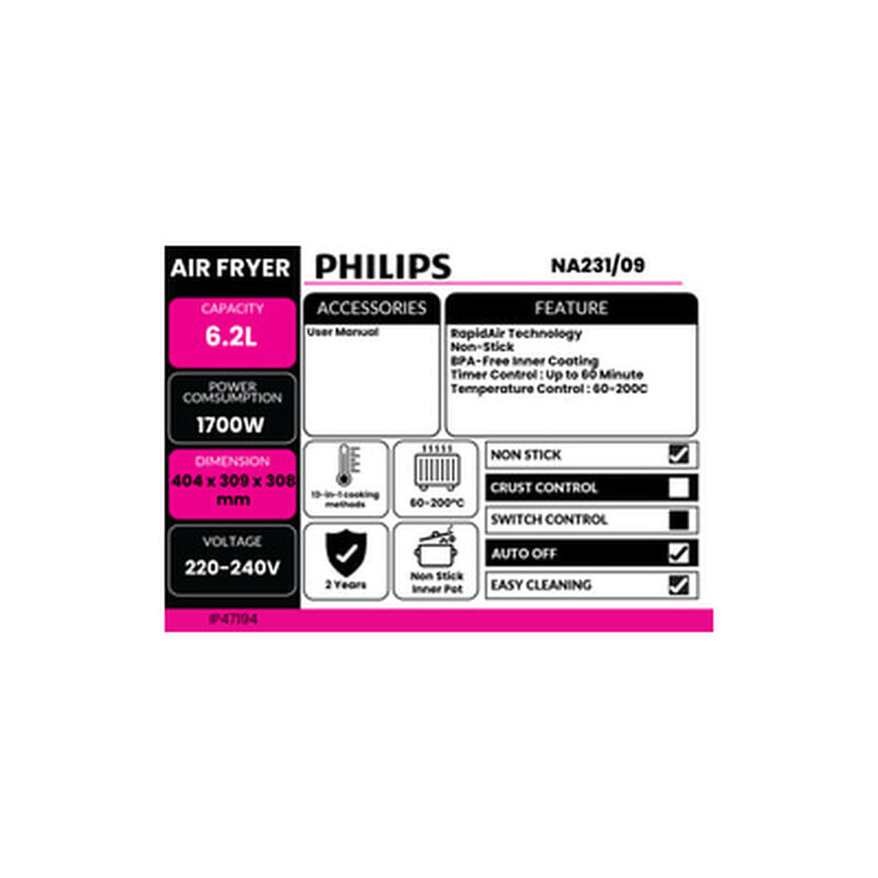PHILIPS Air Fryer 6.2l Digital NA231/09-image 6