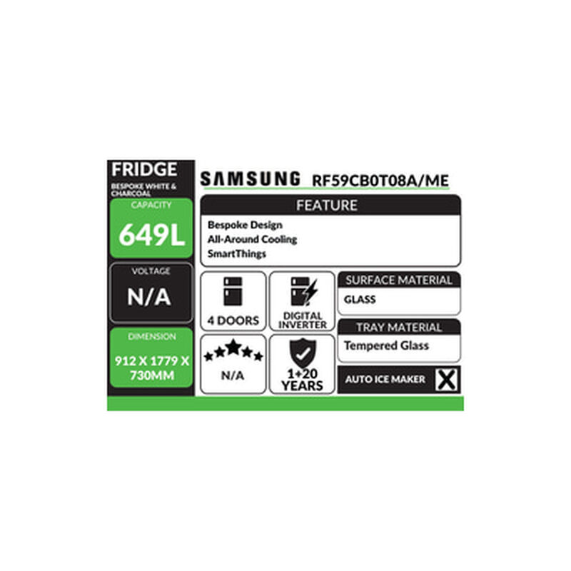 SAMSUNG 4 Door Fridge 667l Bespoke (white&navy) RF59CB0T08A/ME-image 5