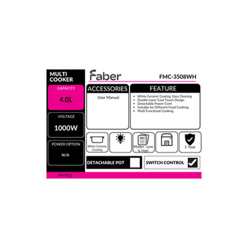 FABER Multi Cooker 4.0l Pine FMC-3508WH-image 9