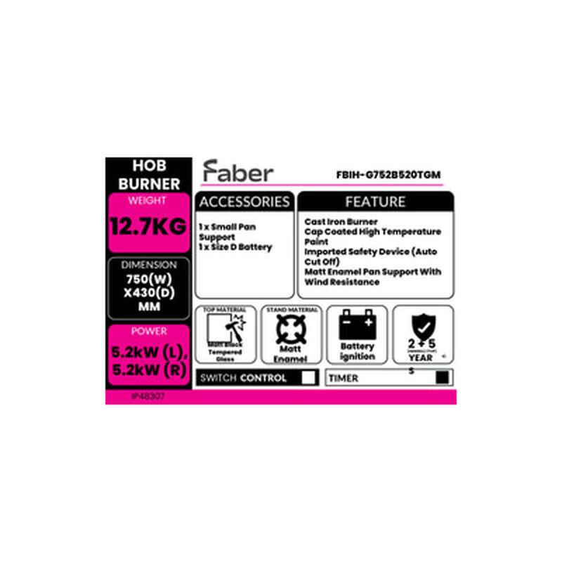 FABER Built In Hob FBIH-G752B520TGM-image 7