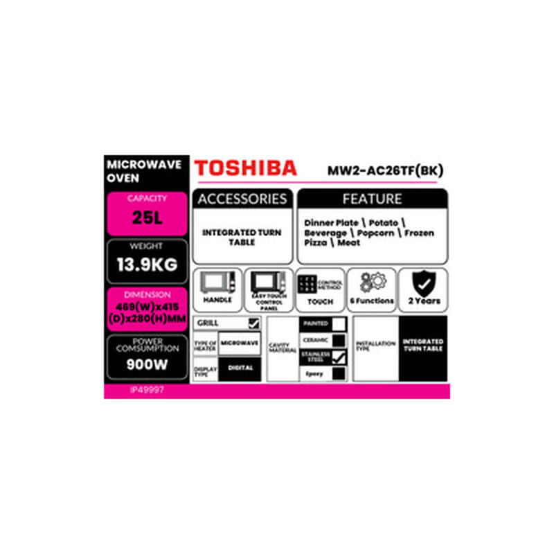 TOSHIBA Microwave Oven Grill 25l MW3-EG25PF(BK)-image 3