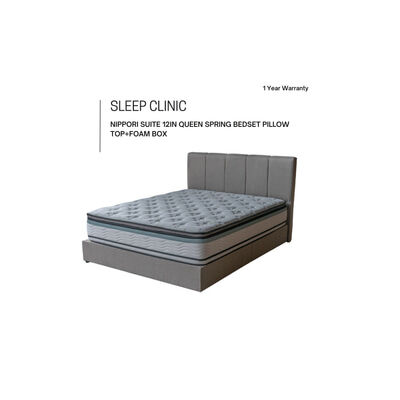SLEEP CLINIC Ce 12in Q Bonnel Bedset Pillow Top+foam Encase NIPPORI SUITE