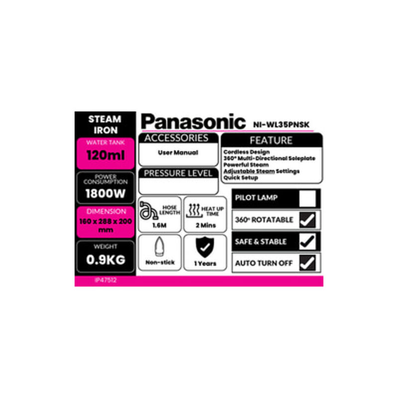 PANASONIC Steam Generator Cordless NI-WL35PNSK-image 11