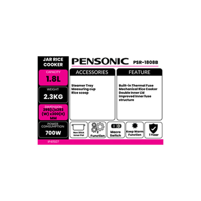 PENSONIC Jar Rice Cooker 1.8l Batik PSR-1808B-image 8