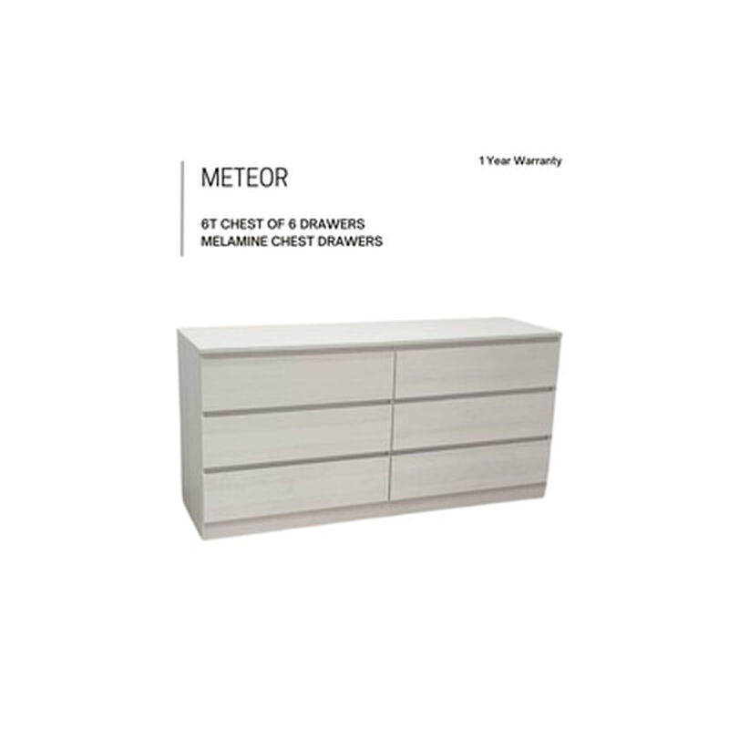 SLEEP CLINIC Chest Of 6 Drawers Melamine Celtic Ash METEOR 6T-image 1