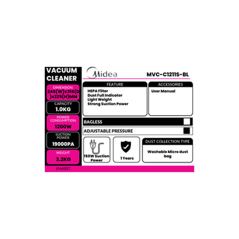 MIDEA Vacuum Cleaner MVC-C1211S-BL-image 4