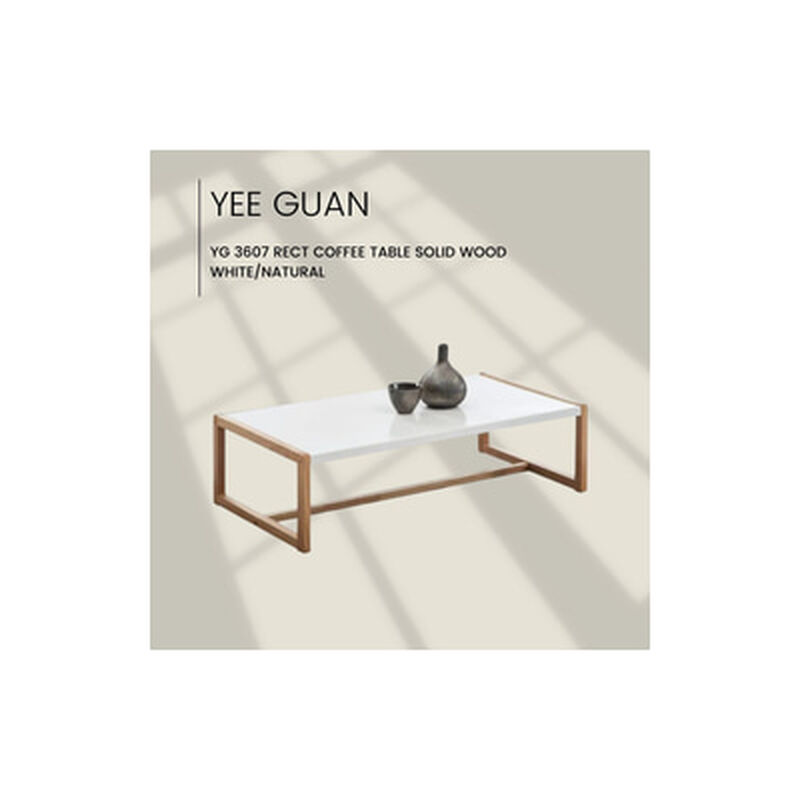 YEEGUAN Rect Coffee Table Solid Wood White/natural YG 3607-image 1