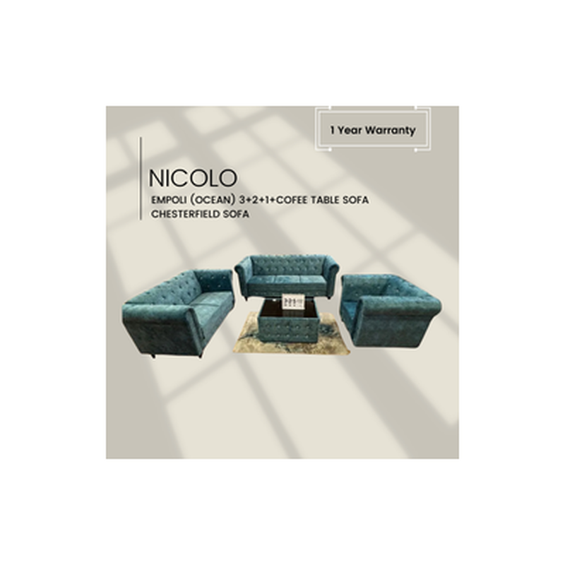 NICOLLO 3+2+1+ct Sofa Set Chesterfield Sofa EMPOLI (OCEAN)-image 1