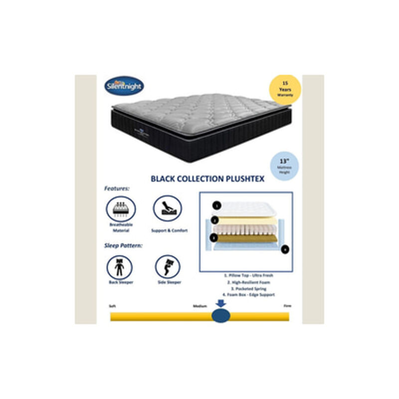 SILENTNIGHT Ce 13in Q Pocket Mat Pillow Top+hr Foam BLK PLUSHTEX-image 5