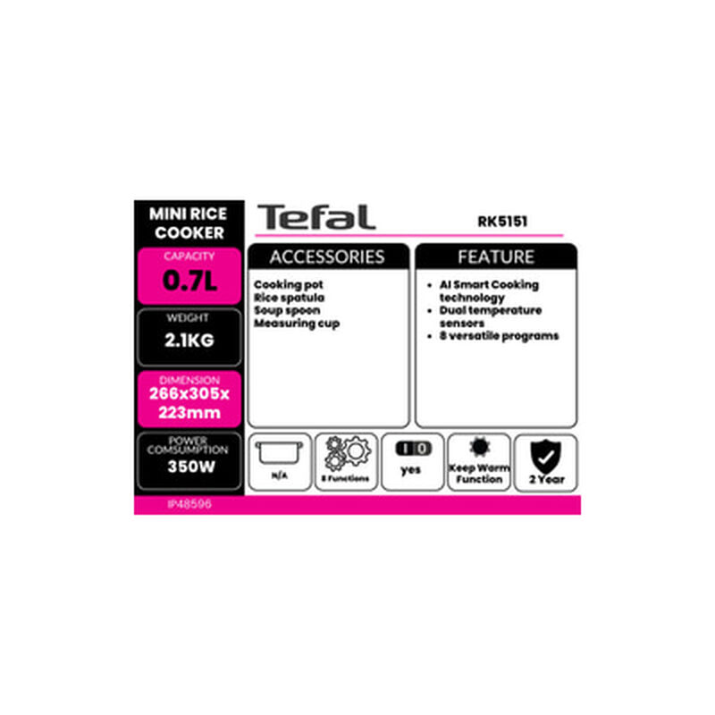 TEFAL Digital Rice Cooker 0.7l Fuzzy Logic RK5151-image 10