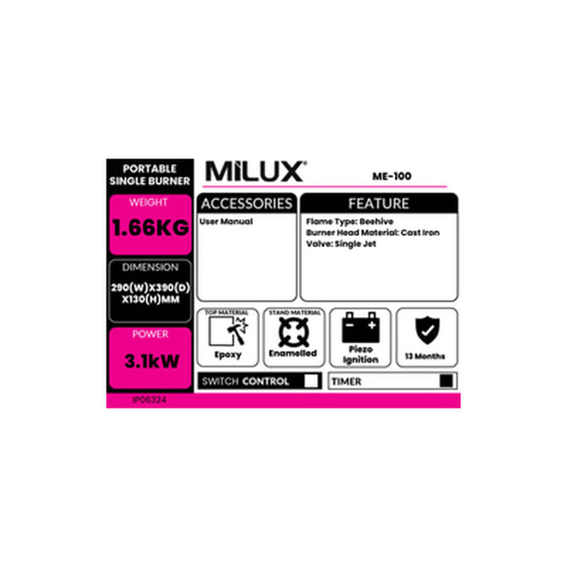 MILUX Table Top Burner ME-100-image 3